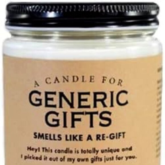 Candle for Generic Gifts: Smells Like a Re-Gift. White Candle. - Picture 2 of 7
